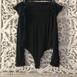 Off the shoulder long sleeve bodysuit